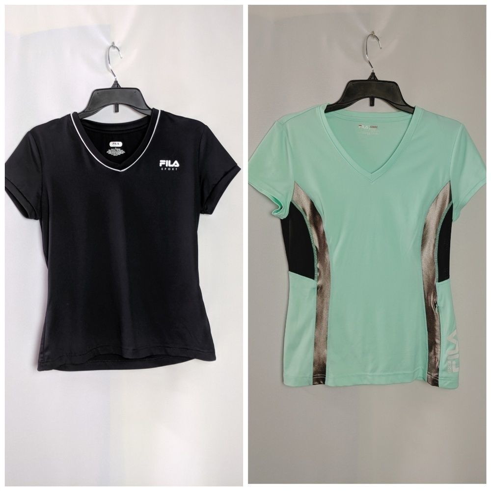 Bundle of 2 Fila Sports Shirts Black & Teal Sz M